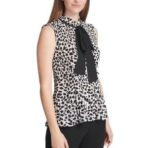 DKNY pleated cheetah sleeveless top